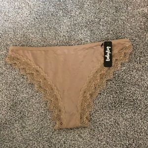 Beige With Sheer Back Lace Cheeky